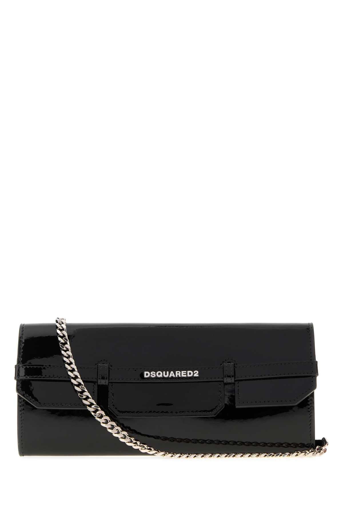 Dsquared2 Leather Chain-Strap Clutch — Black