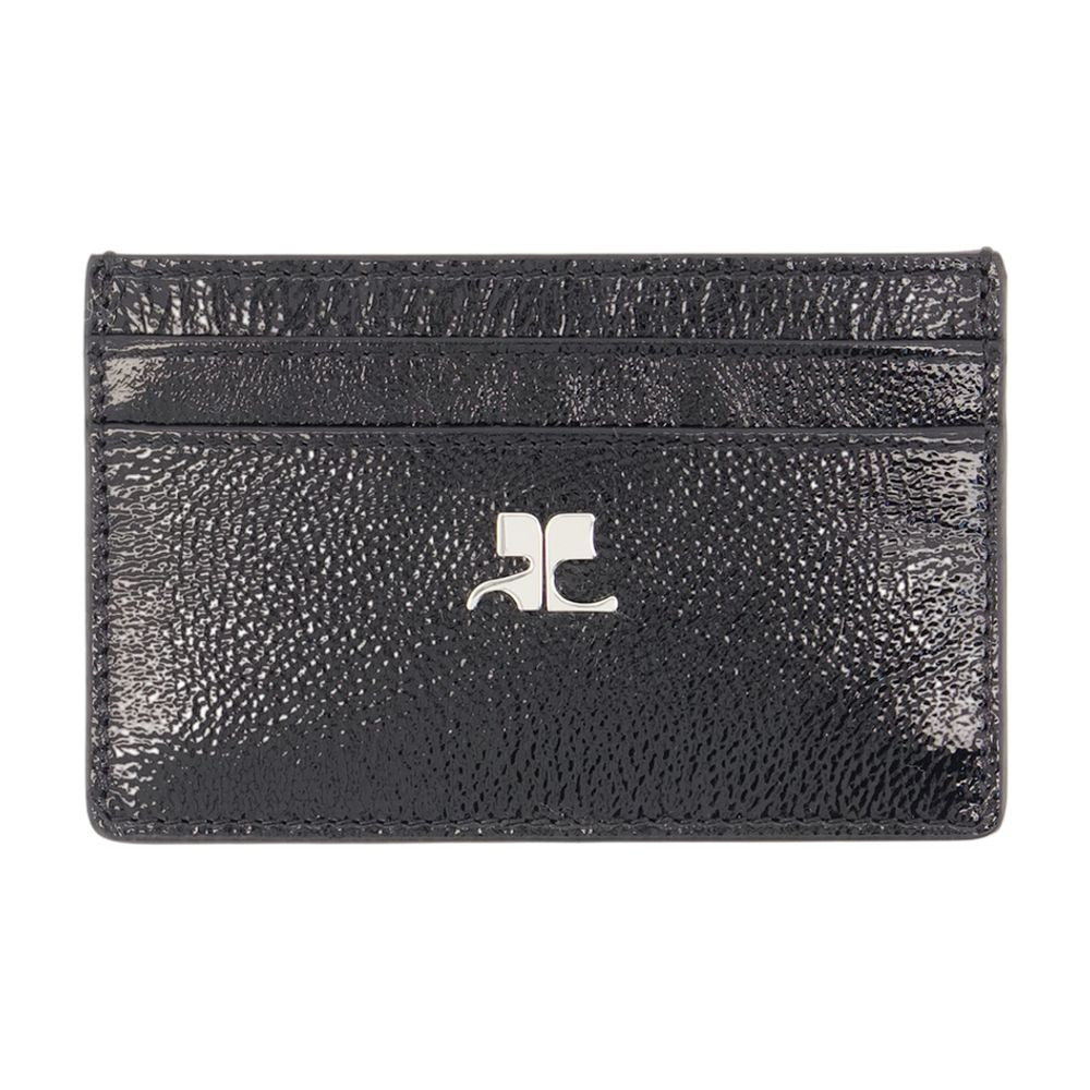 Courreges Leather Card Case — Black Cowhide Cases