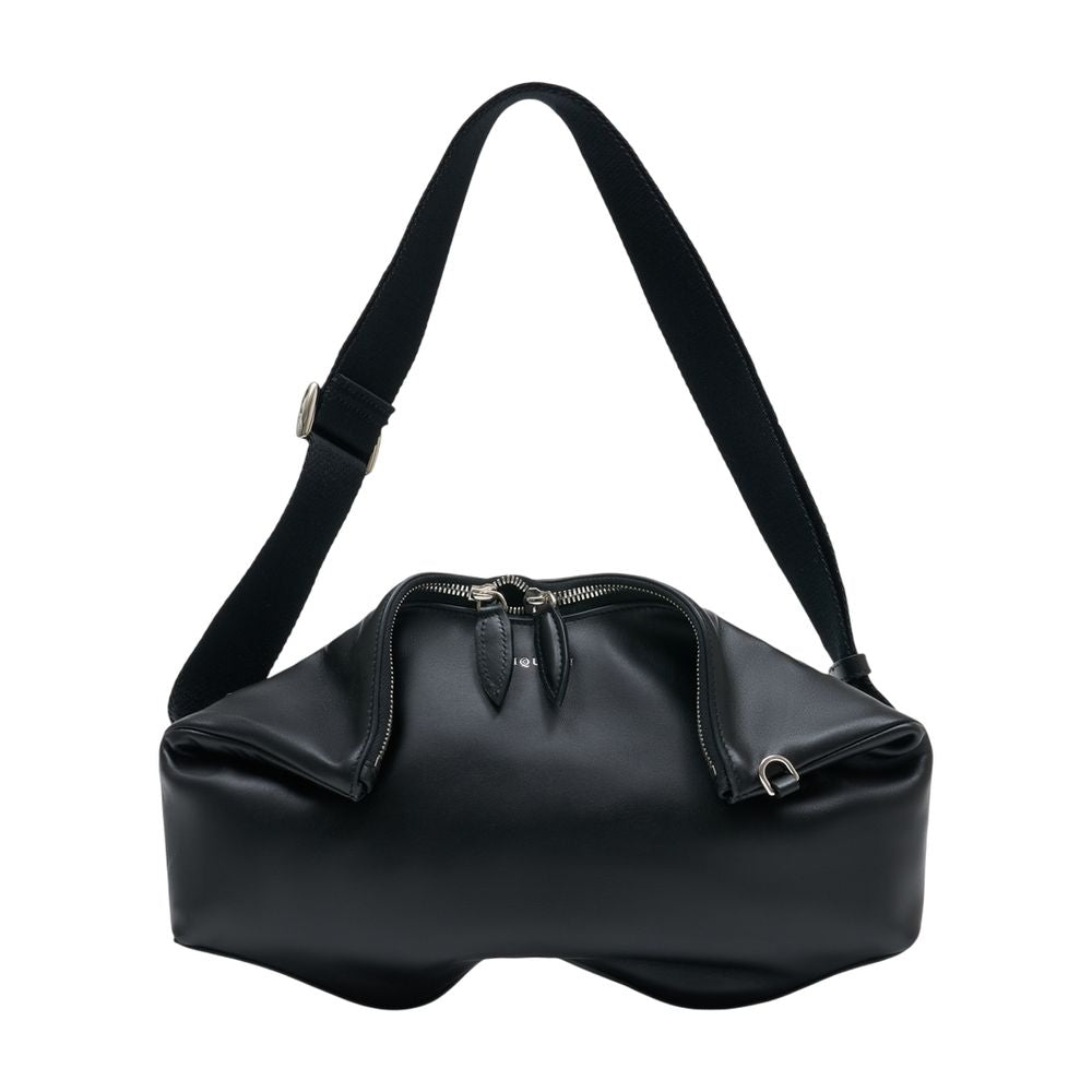 Alexander Mcqueen Manta Messenger Clutch — Black Calfskin