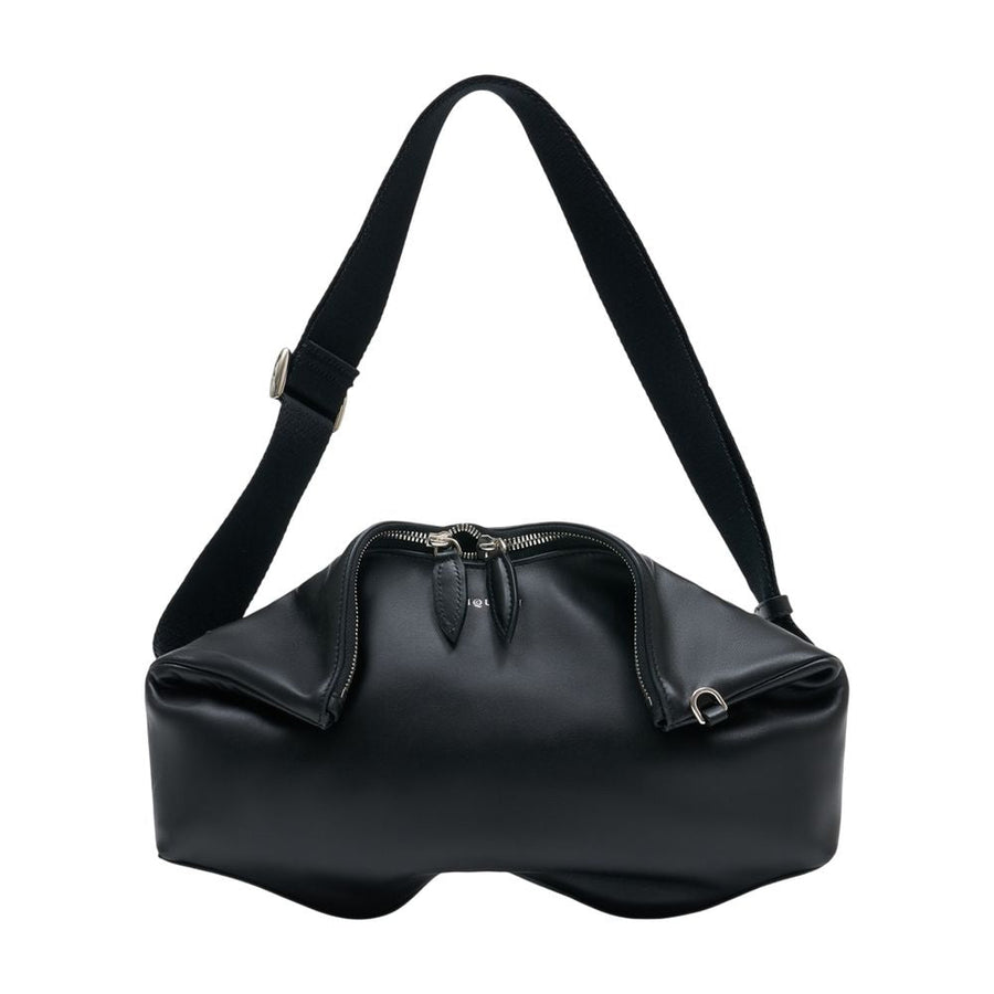 Alexander Mcqueen Manta Messenger Clutch — Black Calfskin