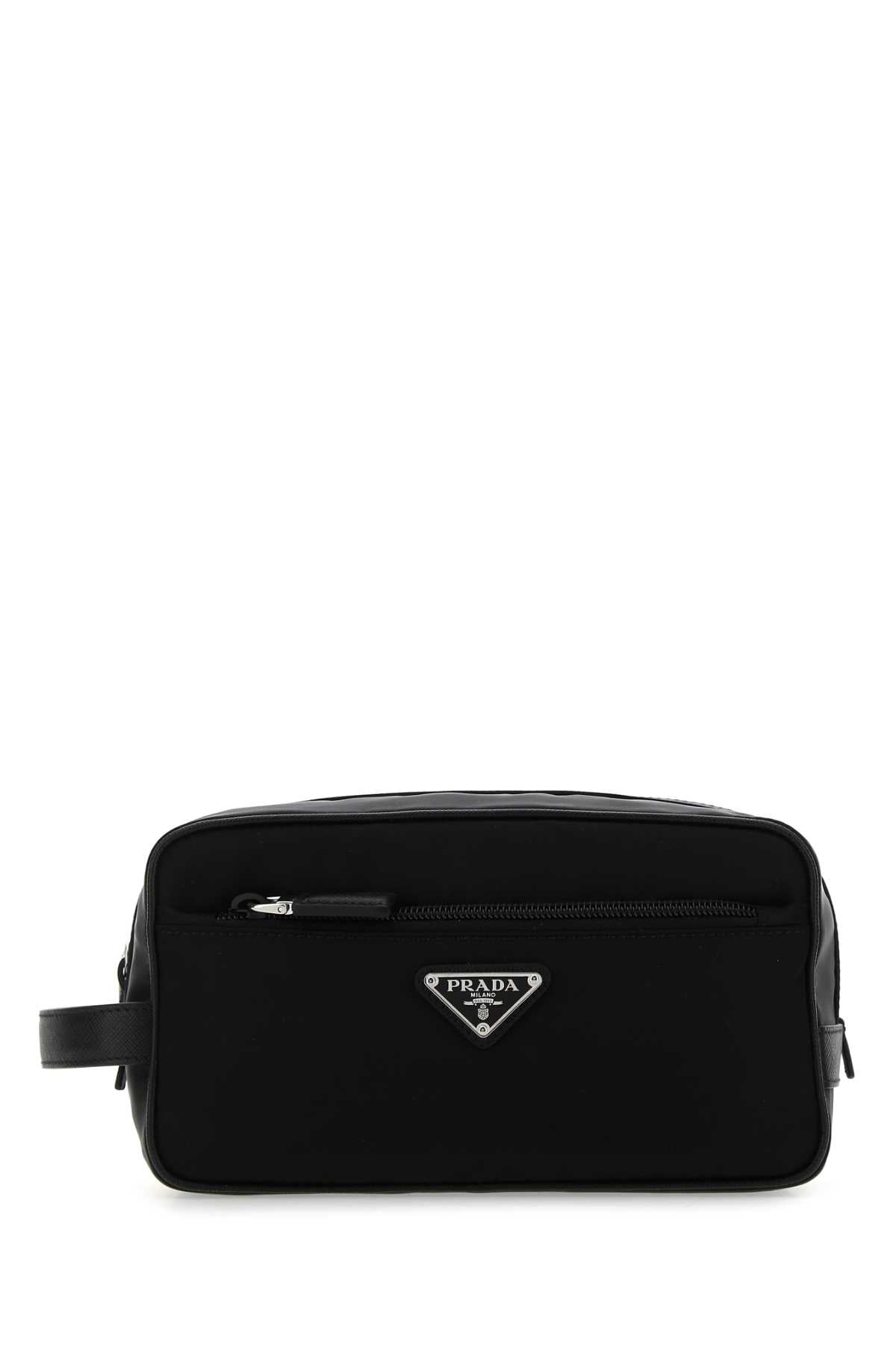 Prada Re-Nylon And Leather Travel Case — Black Poliammidericiclata-vitello Wallets