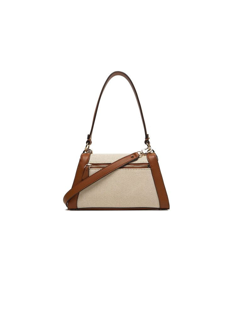 Guess Karnilla Flap Shoulder Bag — Beige Cotton