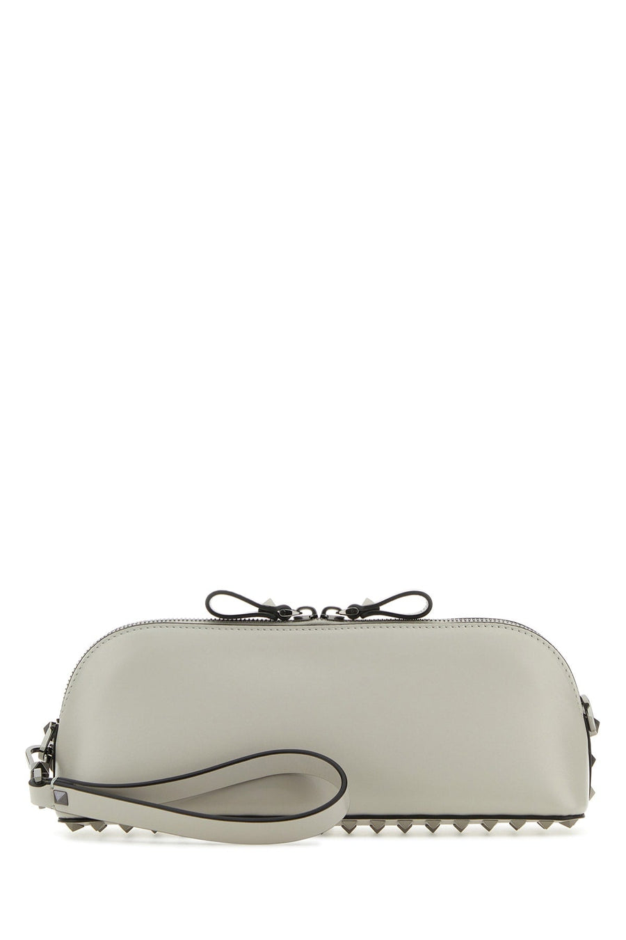 Valentino Garavani Studded Leather Clutch — Beige