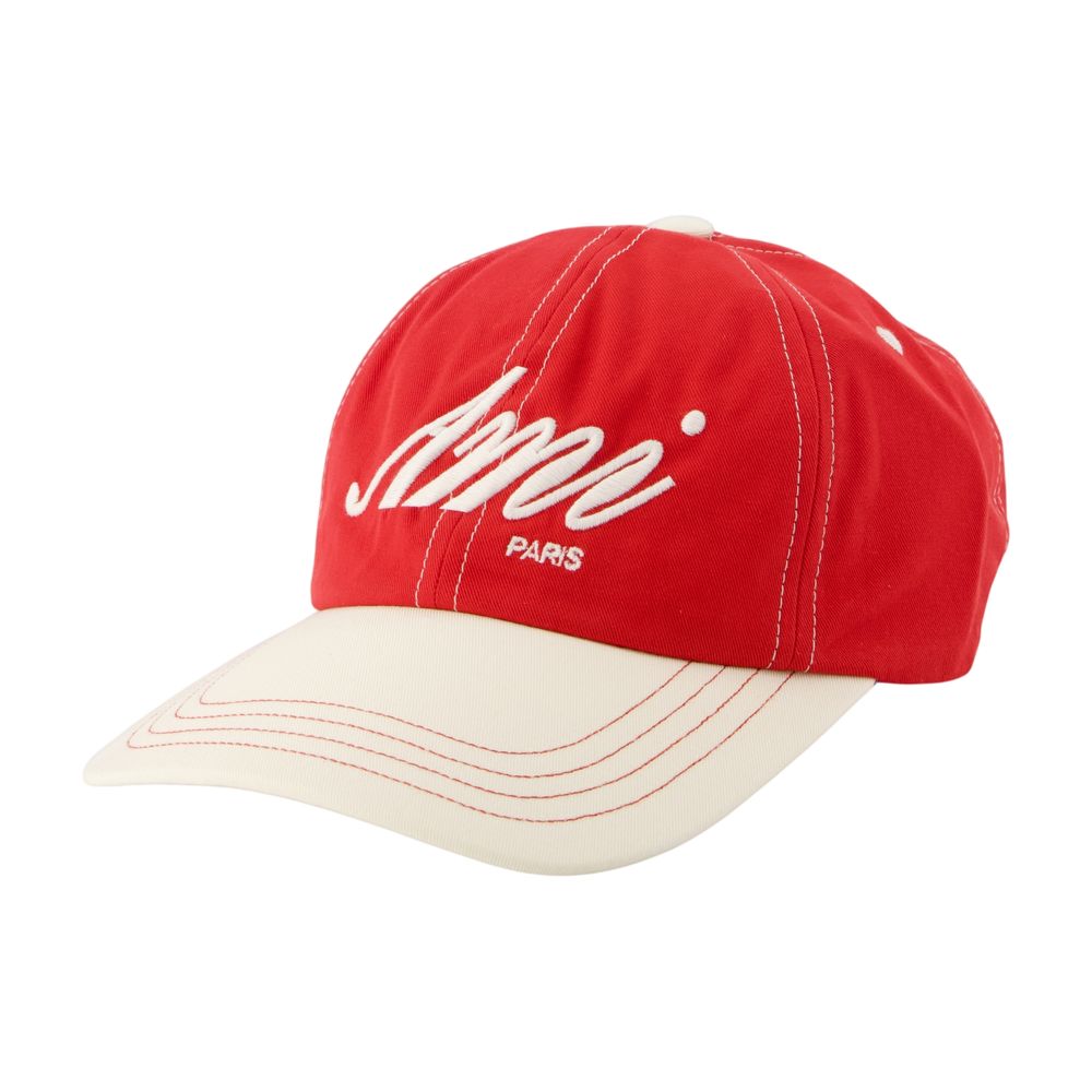 Ami Paris Ucp293.aw0053-A202 Baseball Cap — Red Cotton Caps