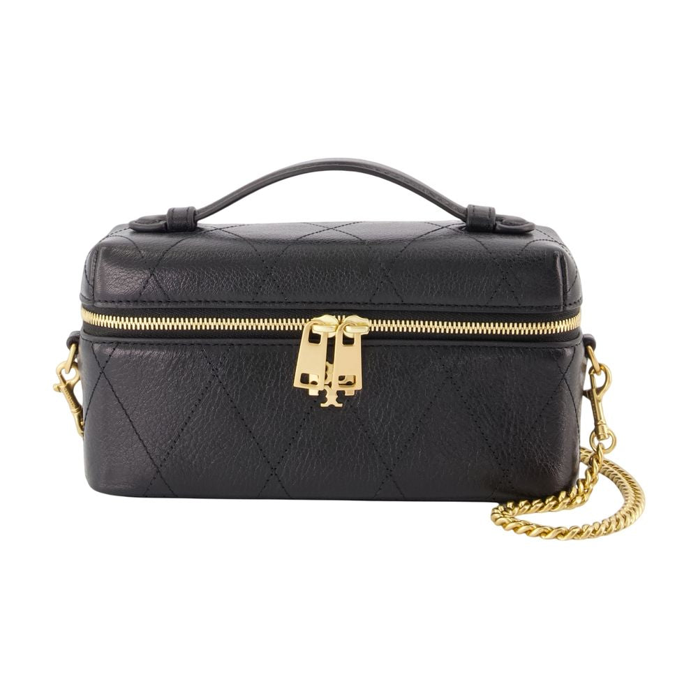 Tory Burch Quilted Calfskin Vanity Case — Black Bag