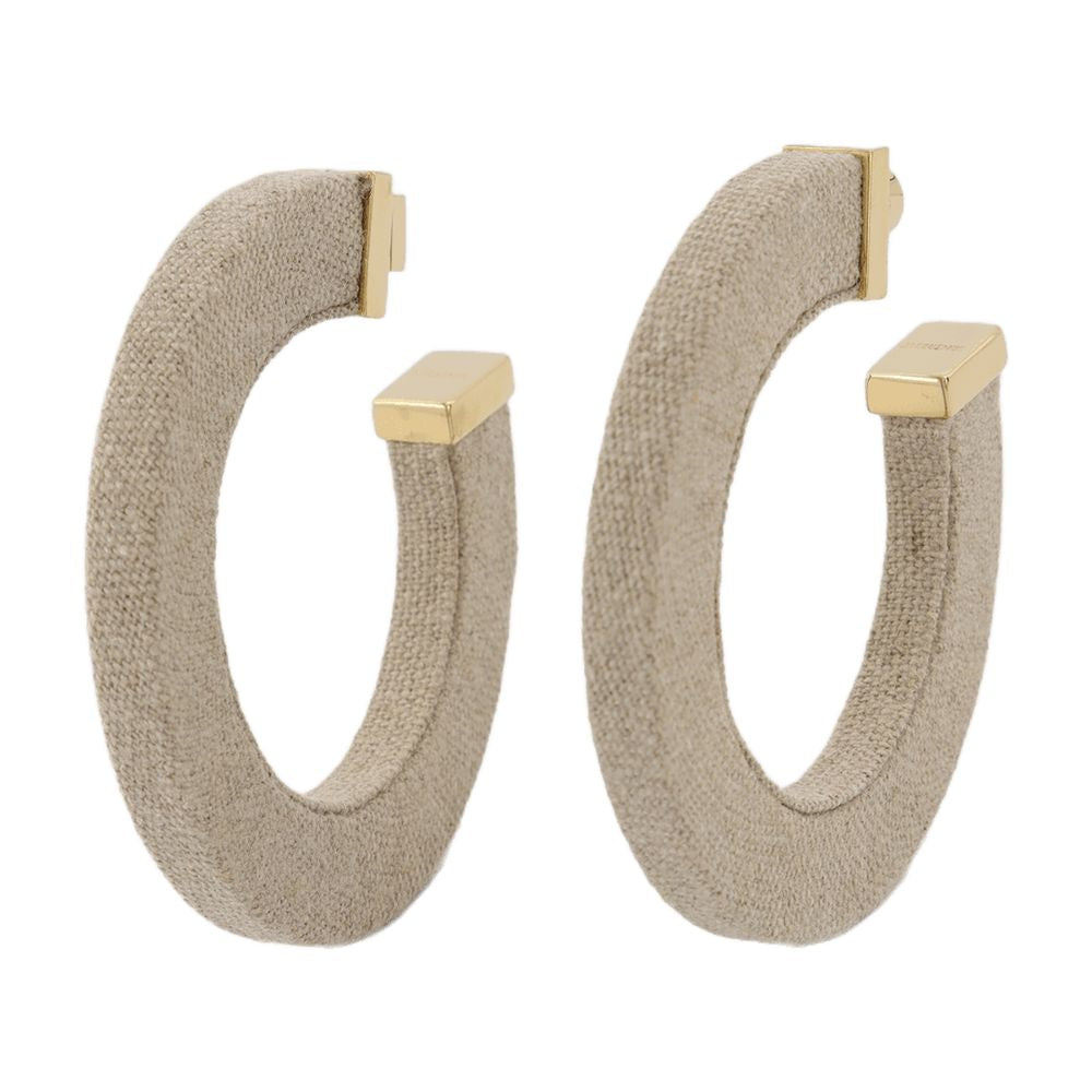 Jacquemus Linen Hoop Earrings — Beige Others