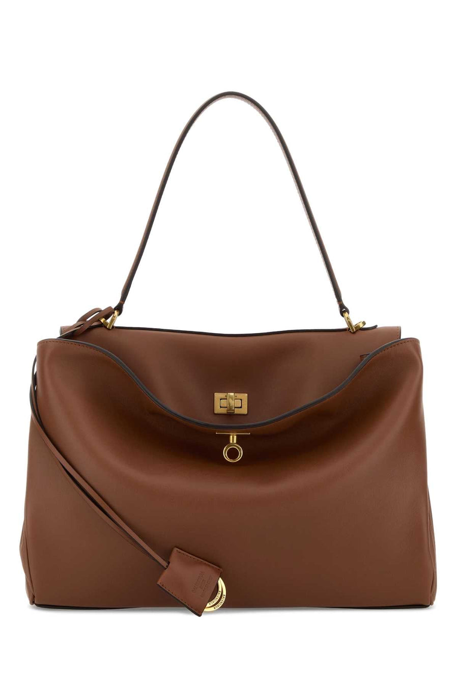 Balenciaga Calf Leather Top Handle Shoulder Bag — Brown