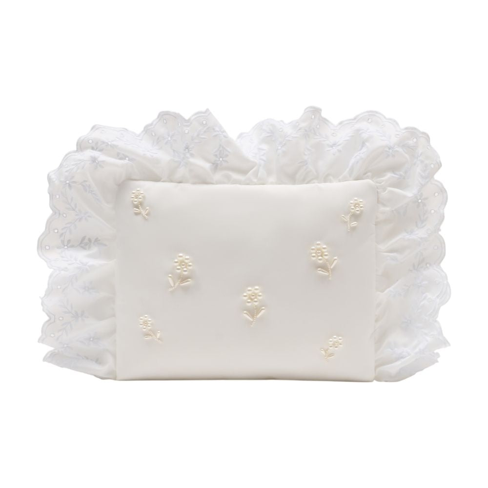 Simone Rocha Gold-Embroidered Floral Clutch — White Synthetic