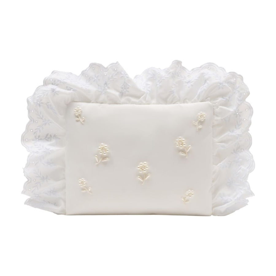 Simone Rocha Gold-Embroidered Floral Clutch — White Synthetic