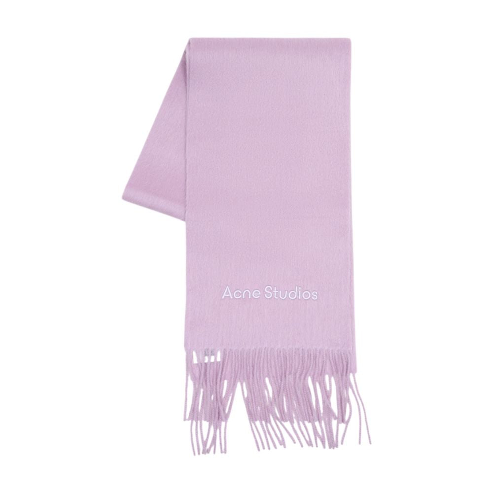 Acne Studios Logo-Embroidered Wool Scarf — Pink Scarfs