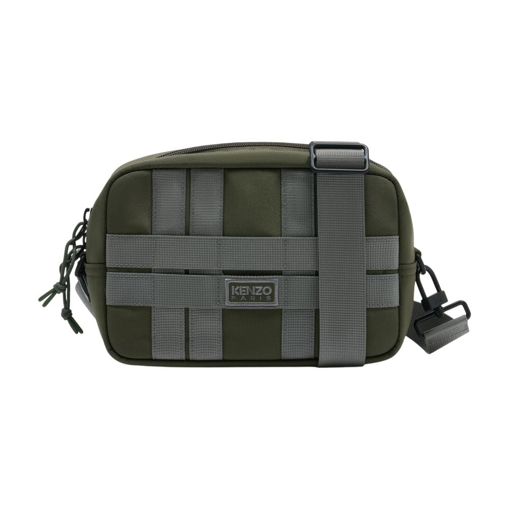 Kenzo Quilted Nylon Grid Crossbody Bag — Green