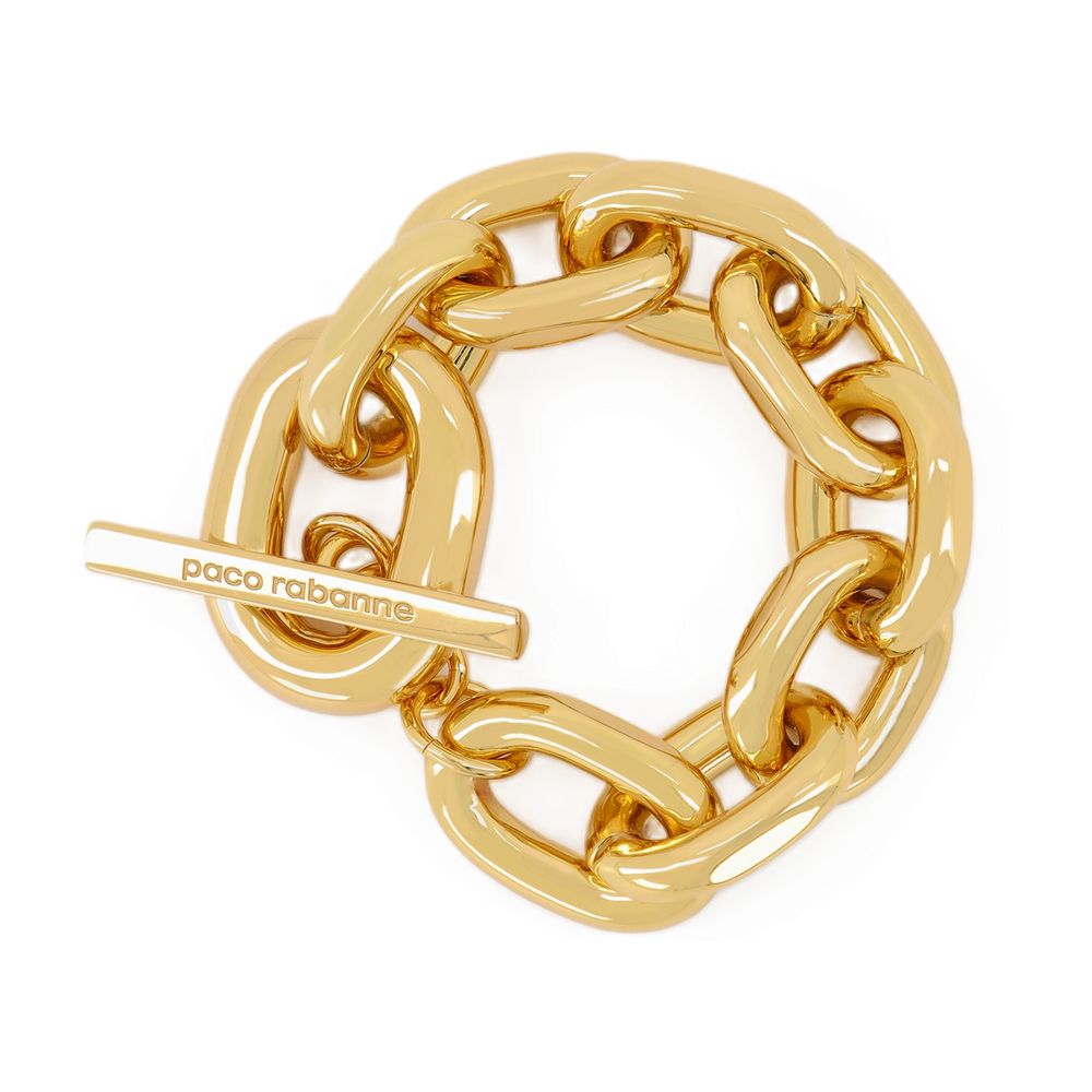 Rabanne Chunky Gold-Plated Chain Link Bracelet — Gold Metal Bracelets