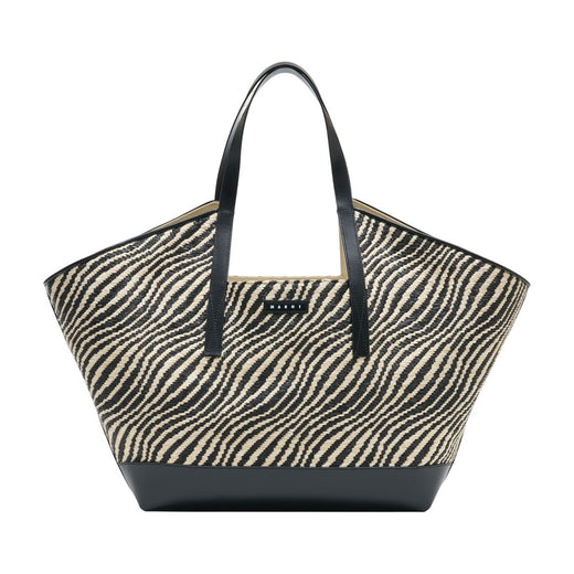 Marni Striped Jacquard Nylon Tote Bag — Black
