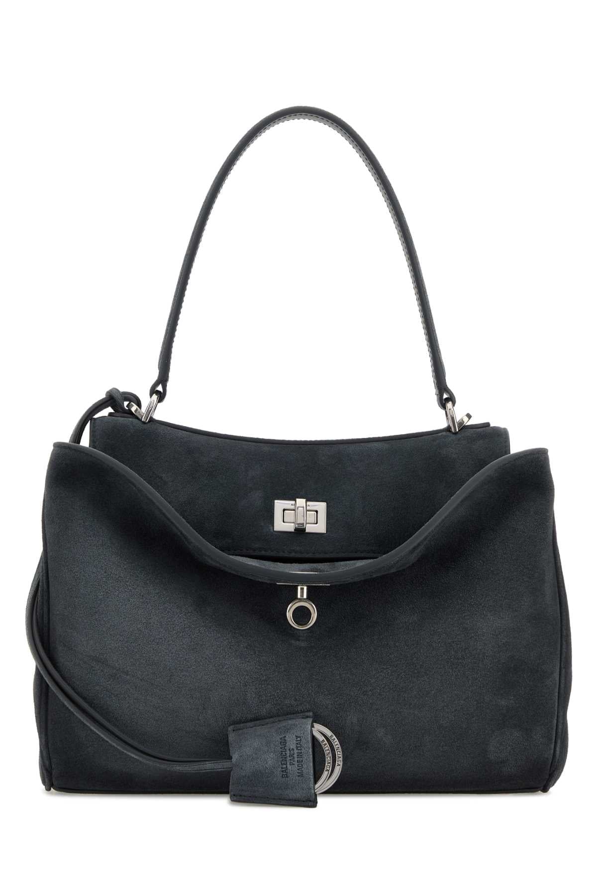 Balenciaga Calf Suede Shoulder Bag — Gray