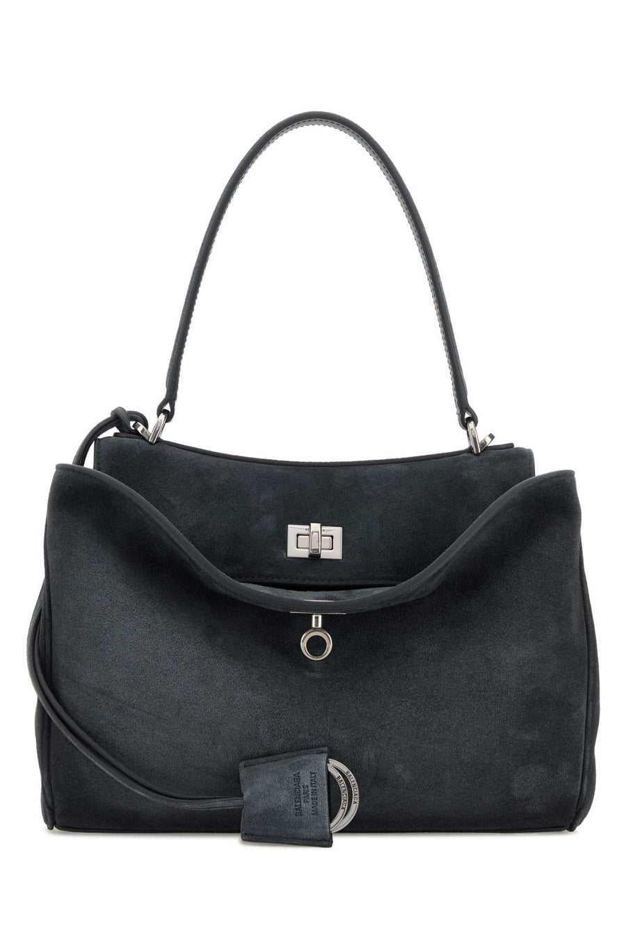 Balenciaga Calf Suede Shoulder Bag — Gray
