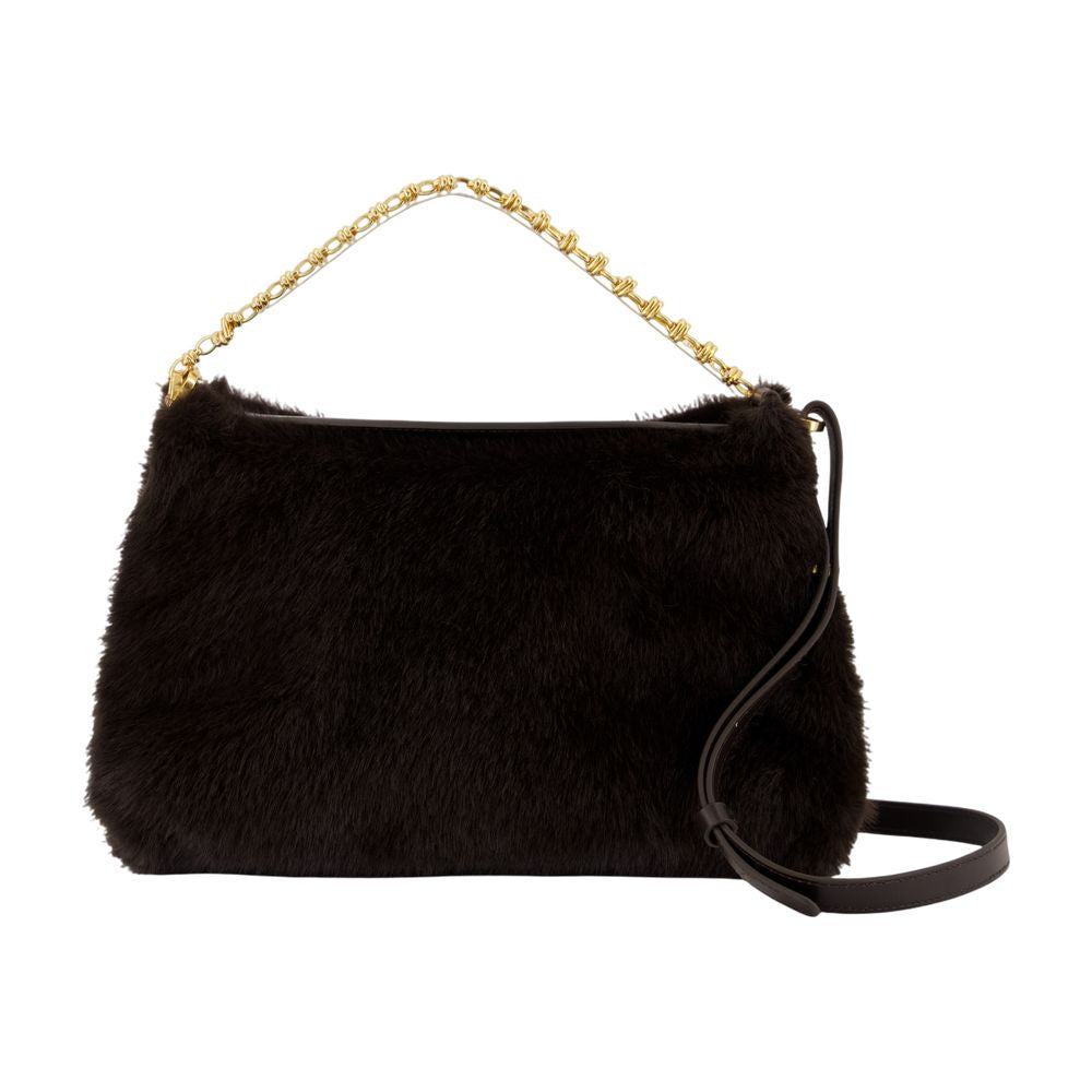 Vanessa Bruno Faux Fur Shoulder Bag — Black Synthetic