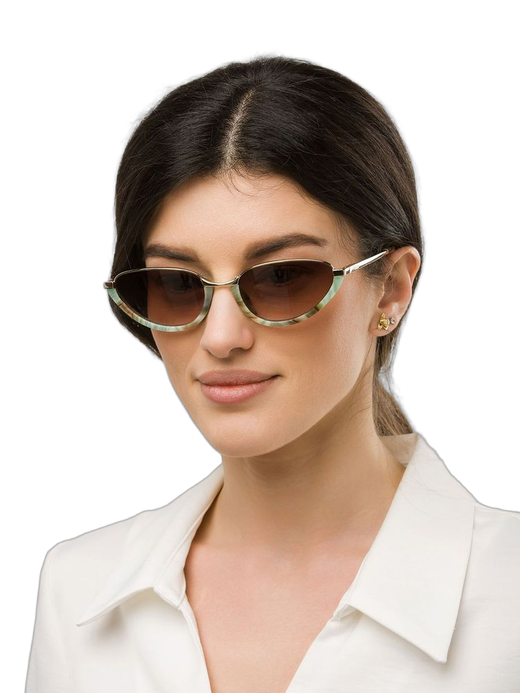 Furla Sfub16 Gradient Brown Lens Sunglasses — Gold Metal