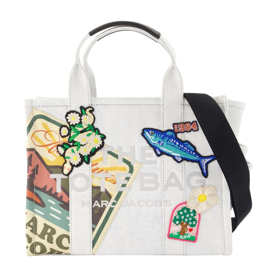 Marc Jacobs Embroidered Patchwork Cotton Tote Bag — White