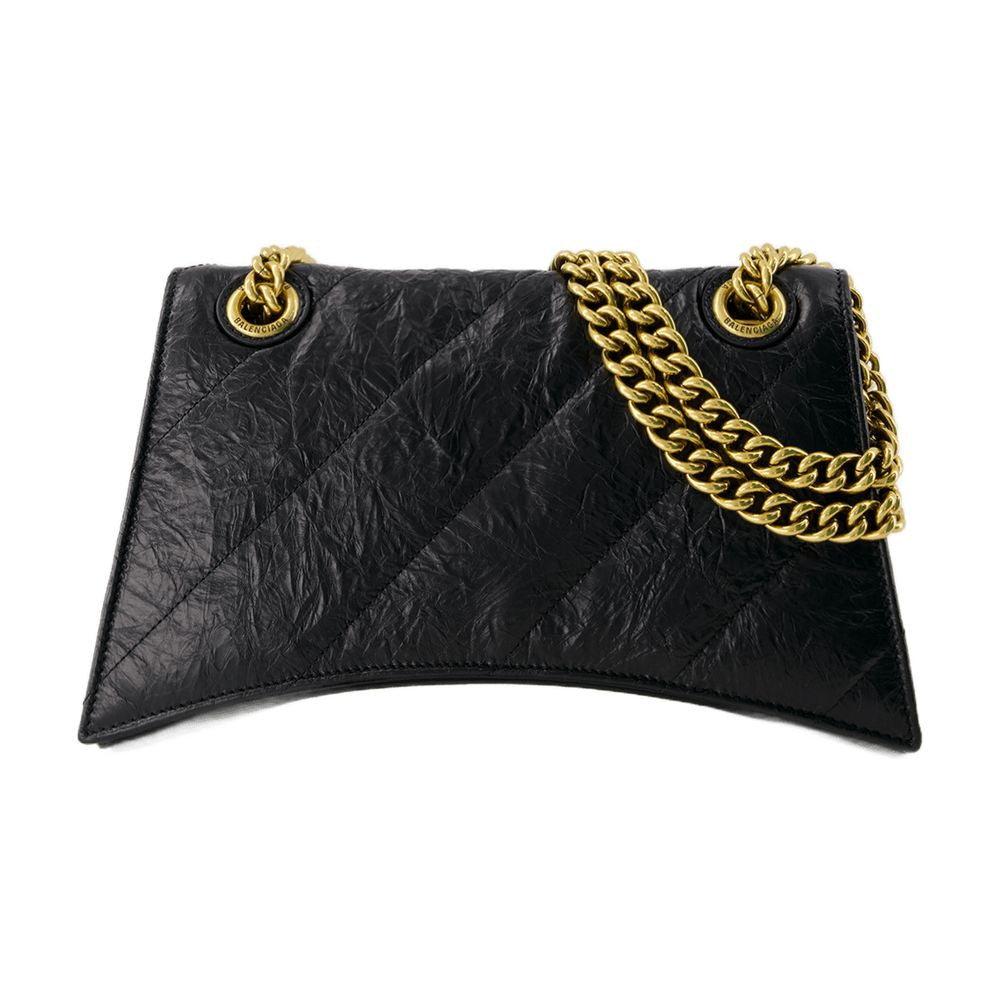 Balenciaga Crush Chain Crossbody Bag — Black Calfskin