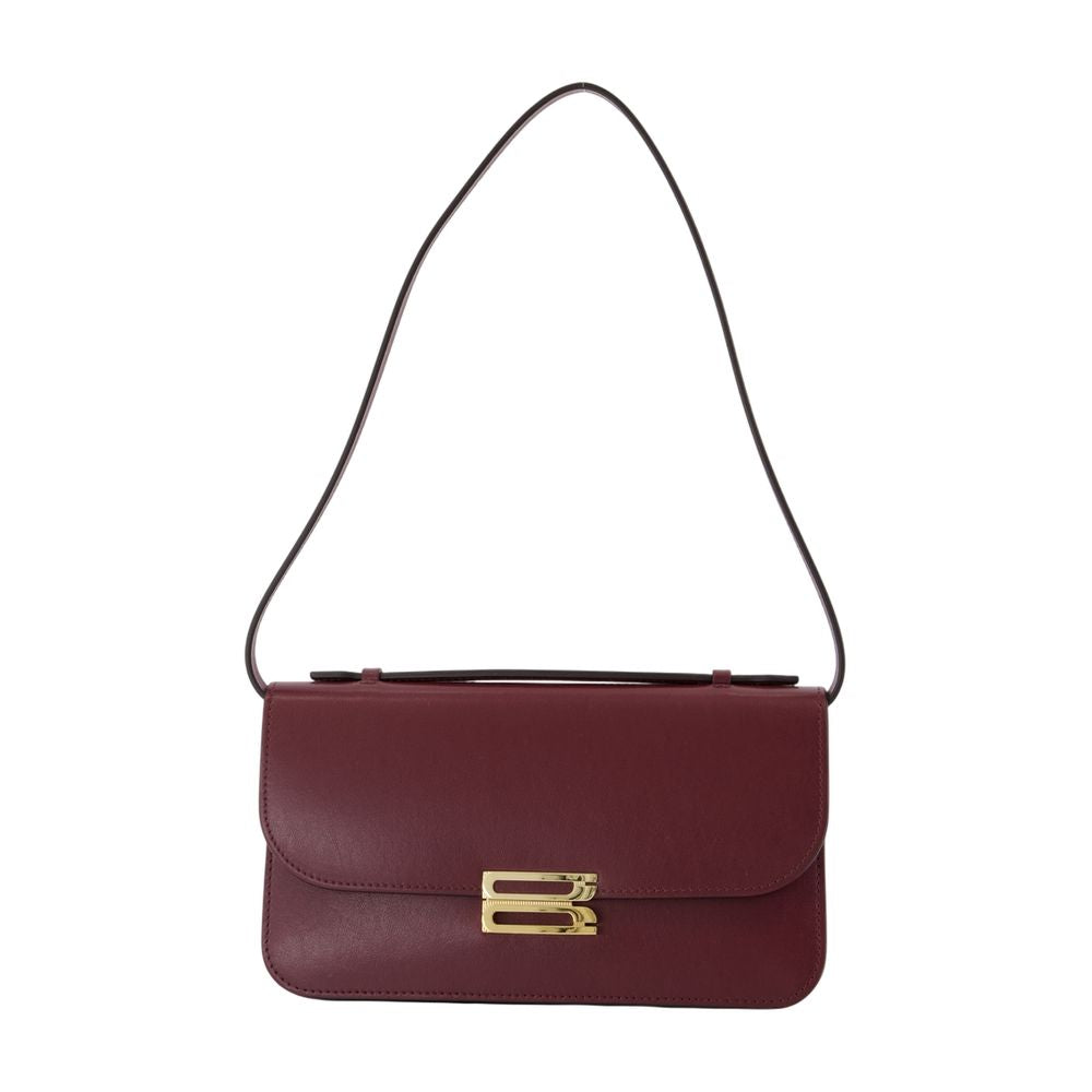 Victoria Beckham Midi Dorian Pochette Shoulder Bag — Burgundy Calfskin