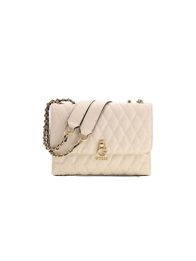 Guess Quilted Polyurethane Crossbody Bag — Beige