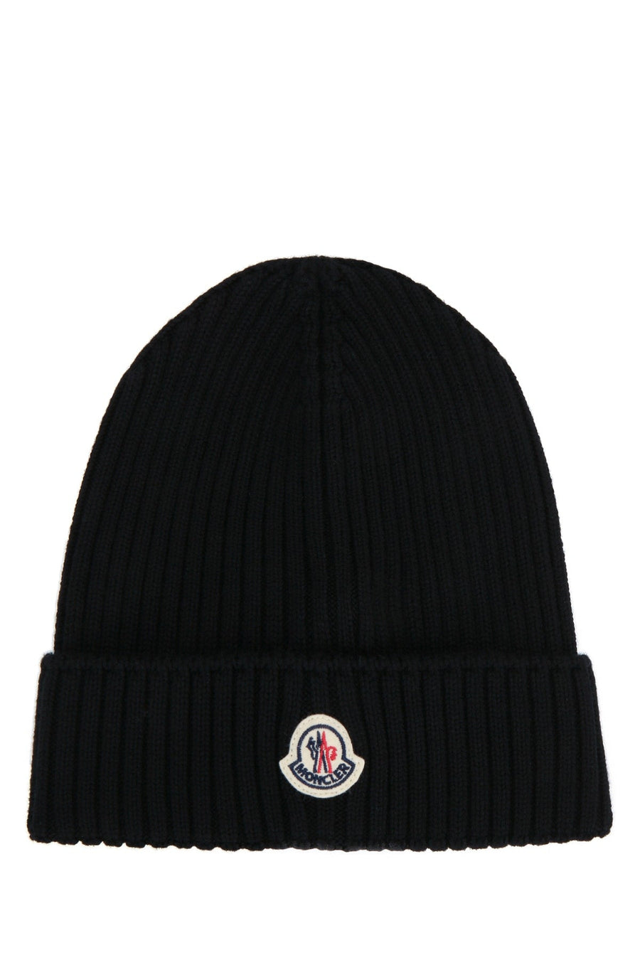 Moncler Jr Hat Ribbed Knit Beanie — Black Mixed Fibres Beanies