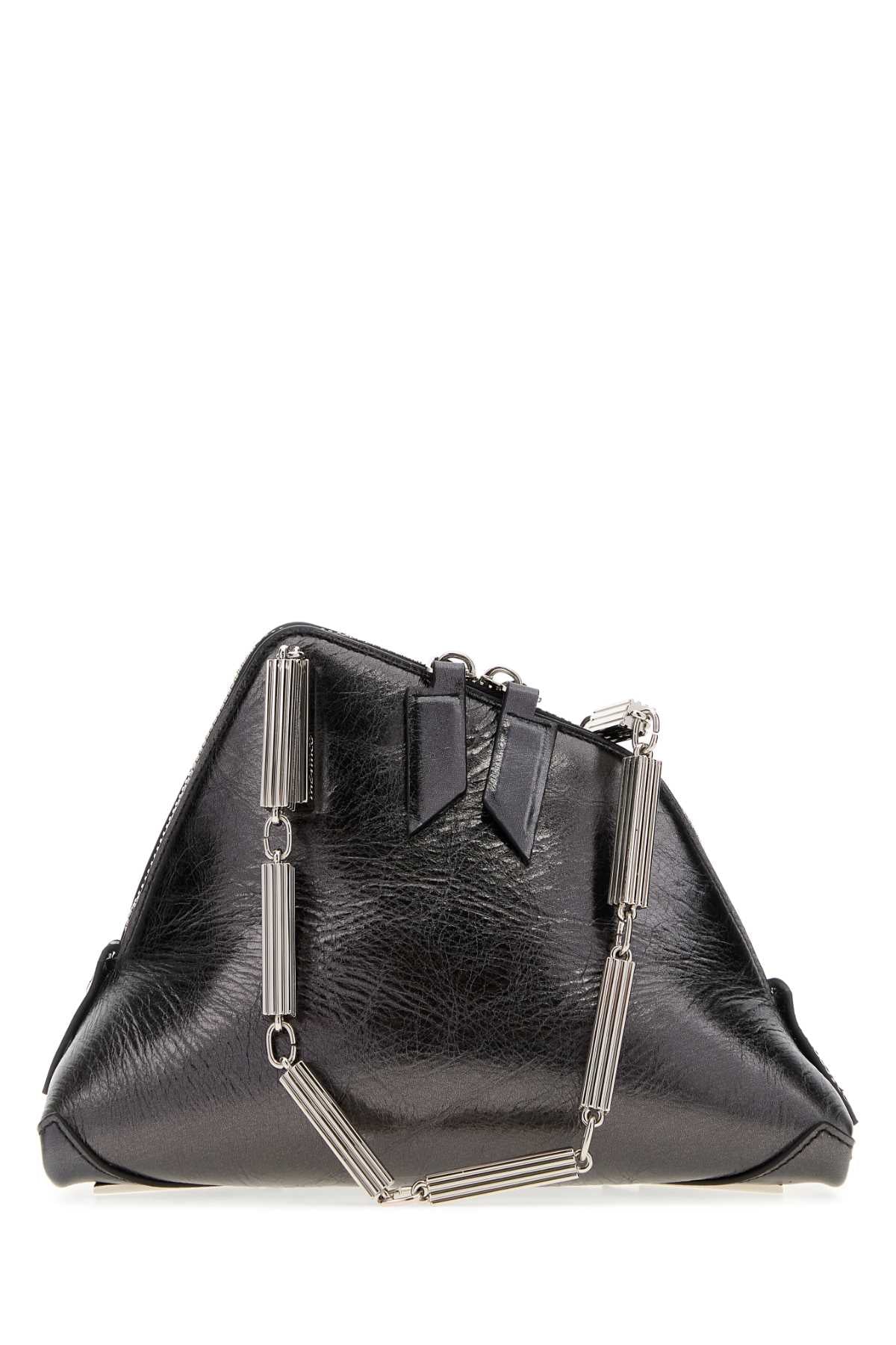The Attico Textured Calf Leather Clutch — Gray