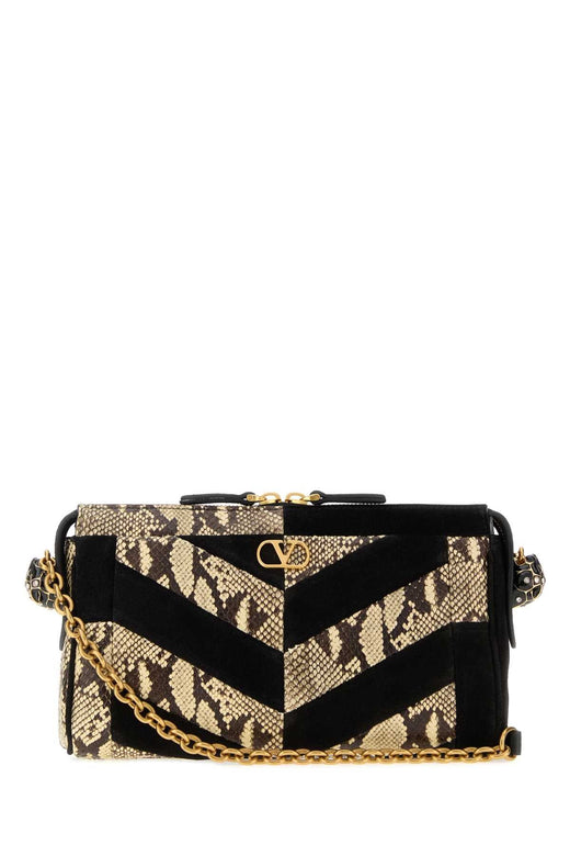 Valentino Garavani Python & Suede Chevron Crossbody Bag — Multicolor