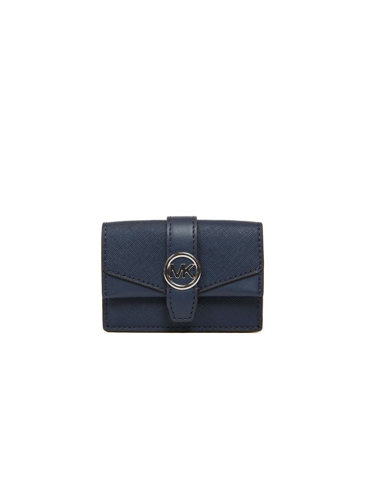 Michael Kors Extra-Small Flap Trifold Wallet — Navy Polyvinyl Chloride