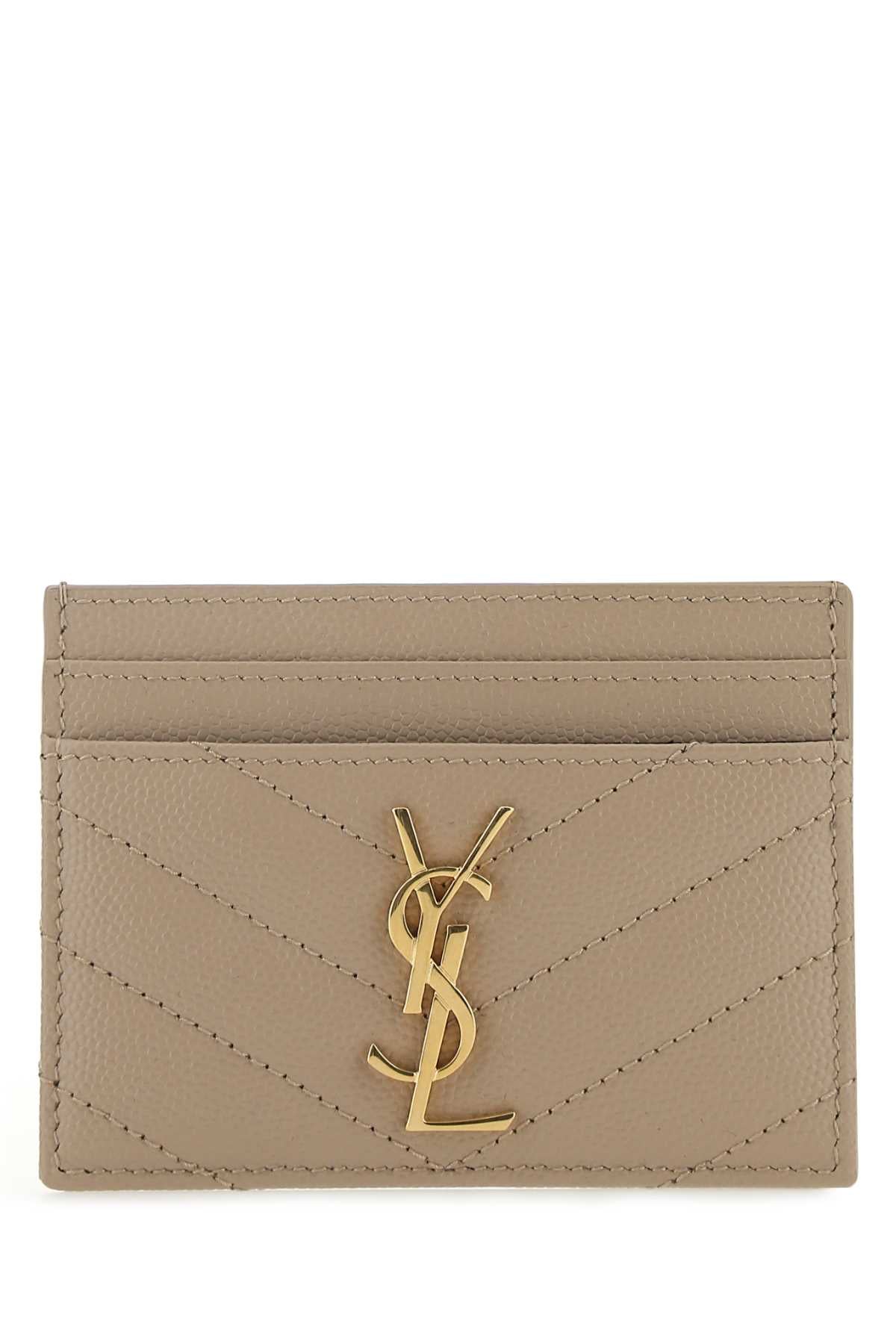 Saint Laurent Tessere Card Case — Beige Wallet