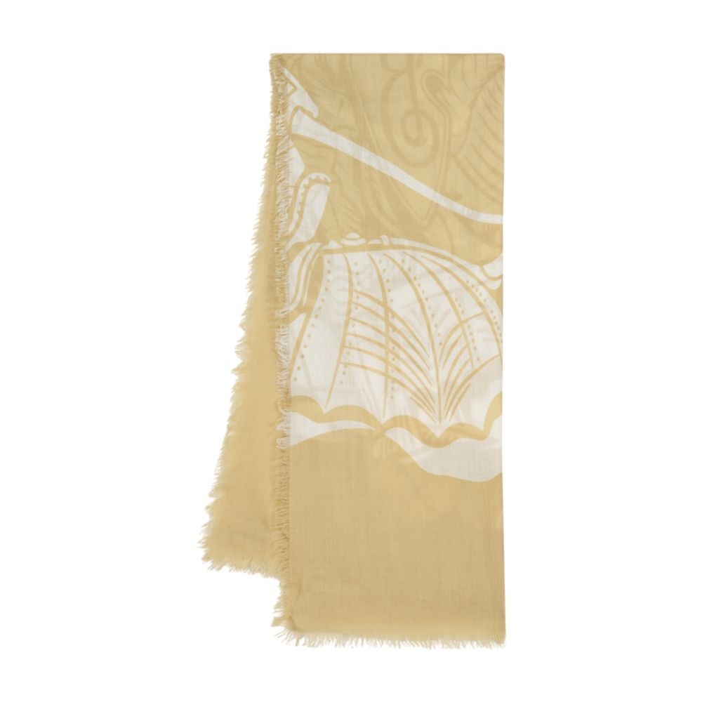Burberry Wool With Shell Embroidered Detail Scarf — Beige Scarfs