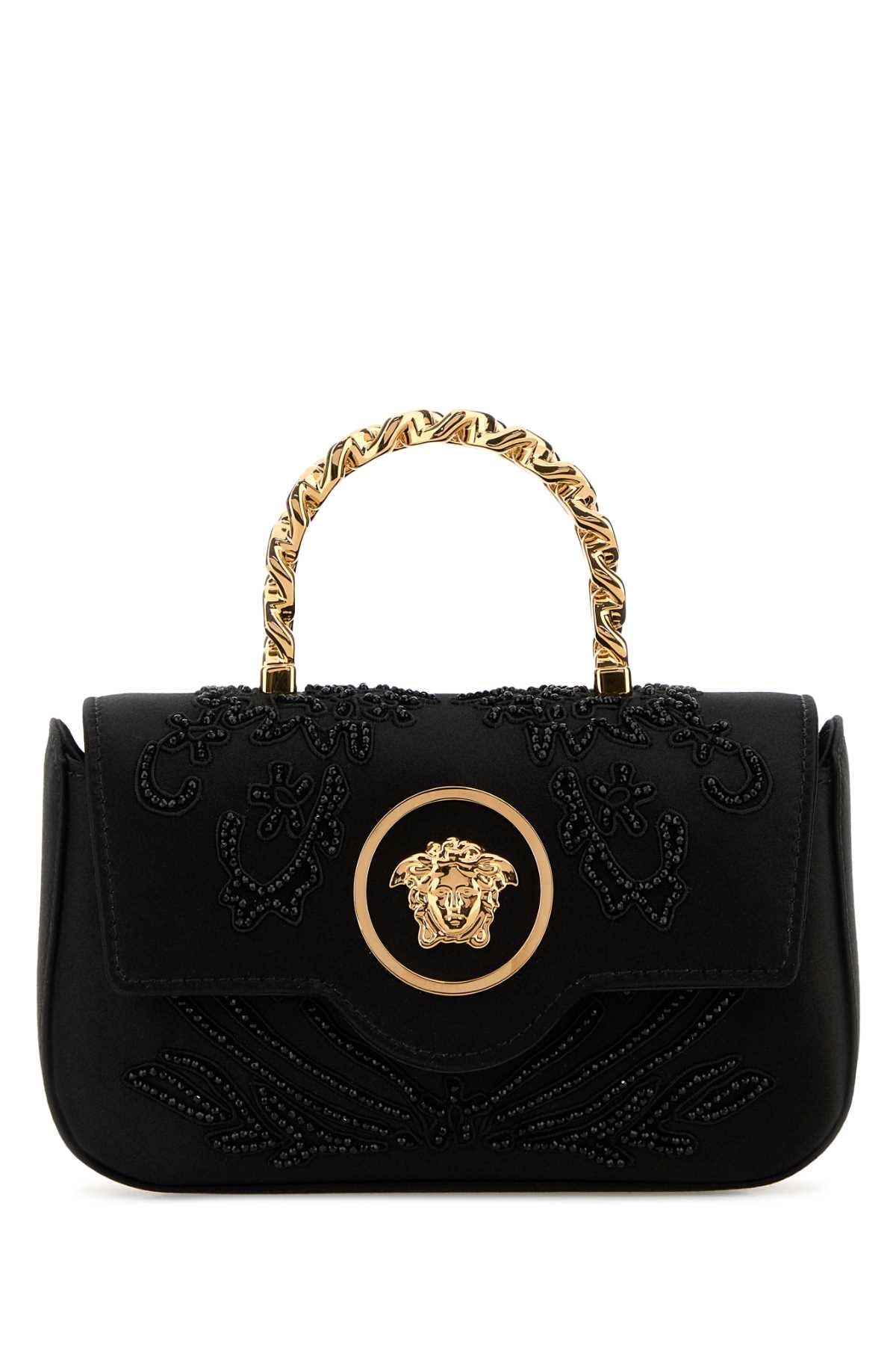 Versace Beaded Medusa Shoulder Bag — Black