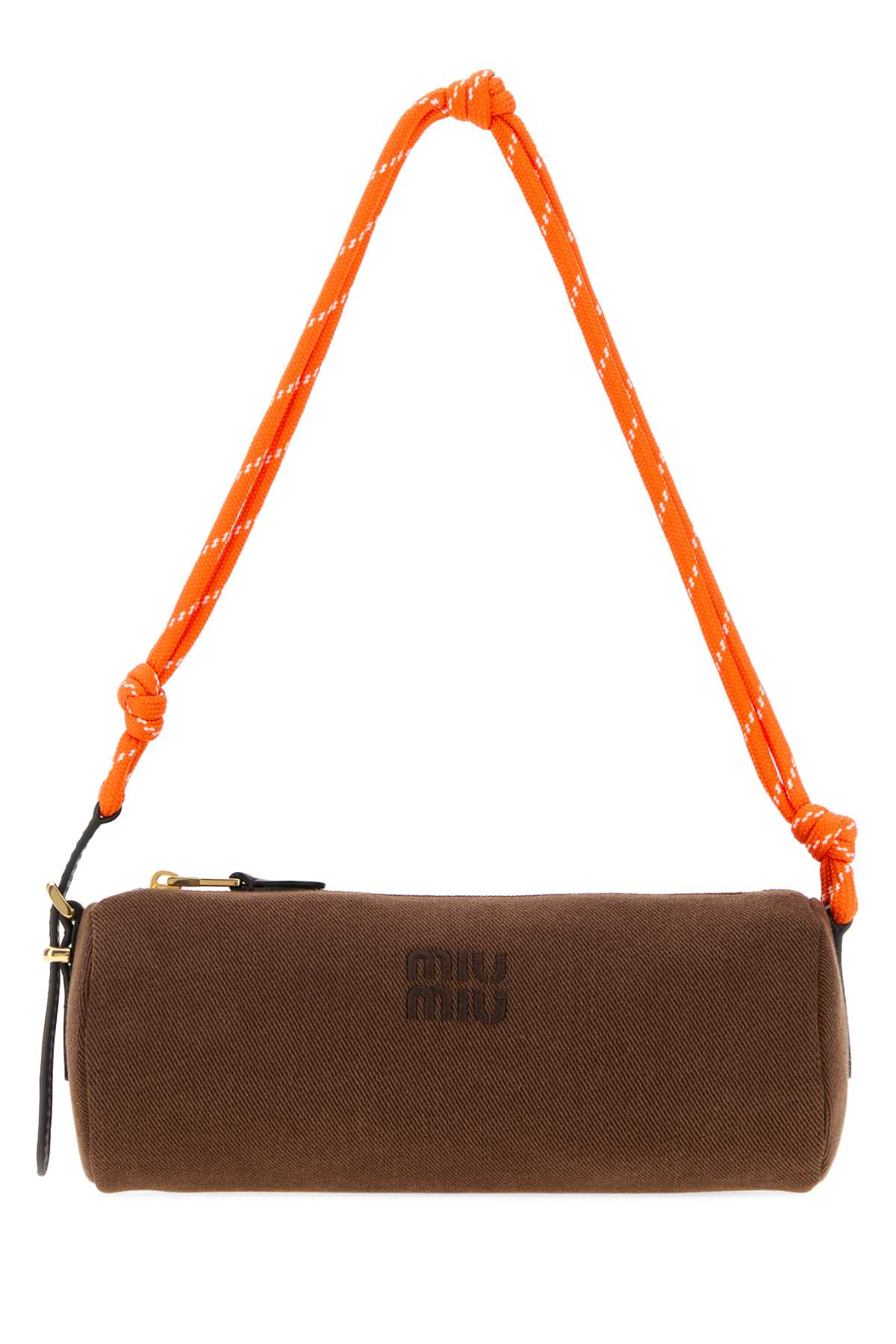 Miu Miu Recycled Nylon And Calf Leather Shoulder Bag — Brown Poliammide Riciclata-vitello