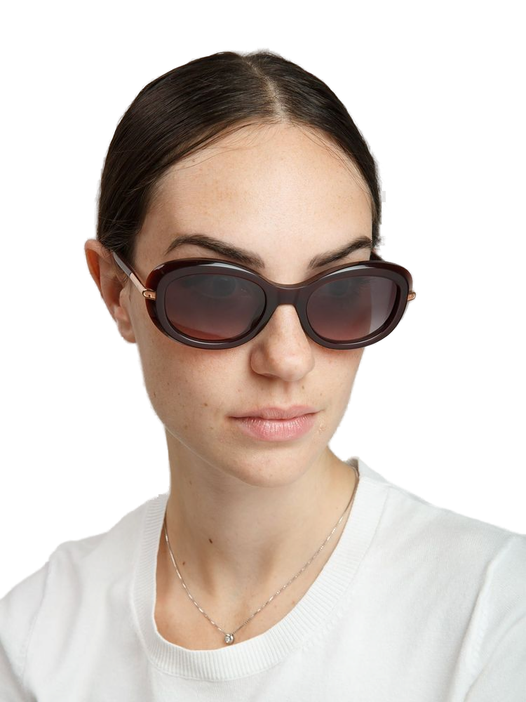 Furla Sfu984 Oversized Acetate Sunglasses — Burgundy