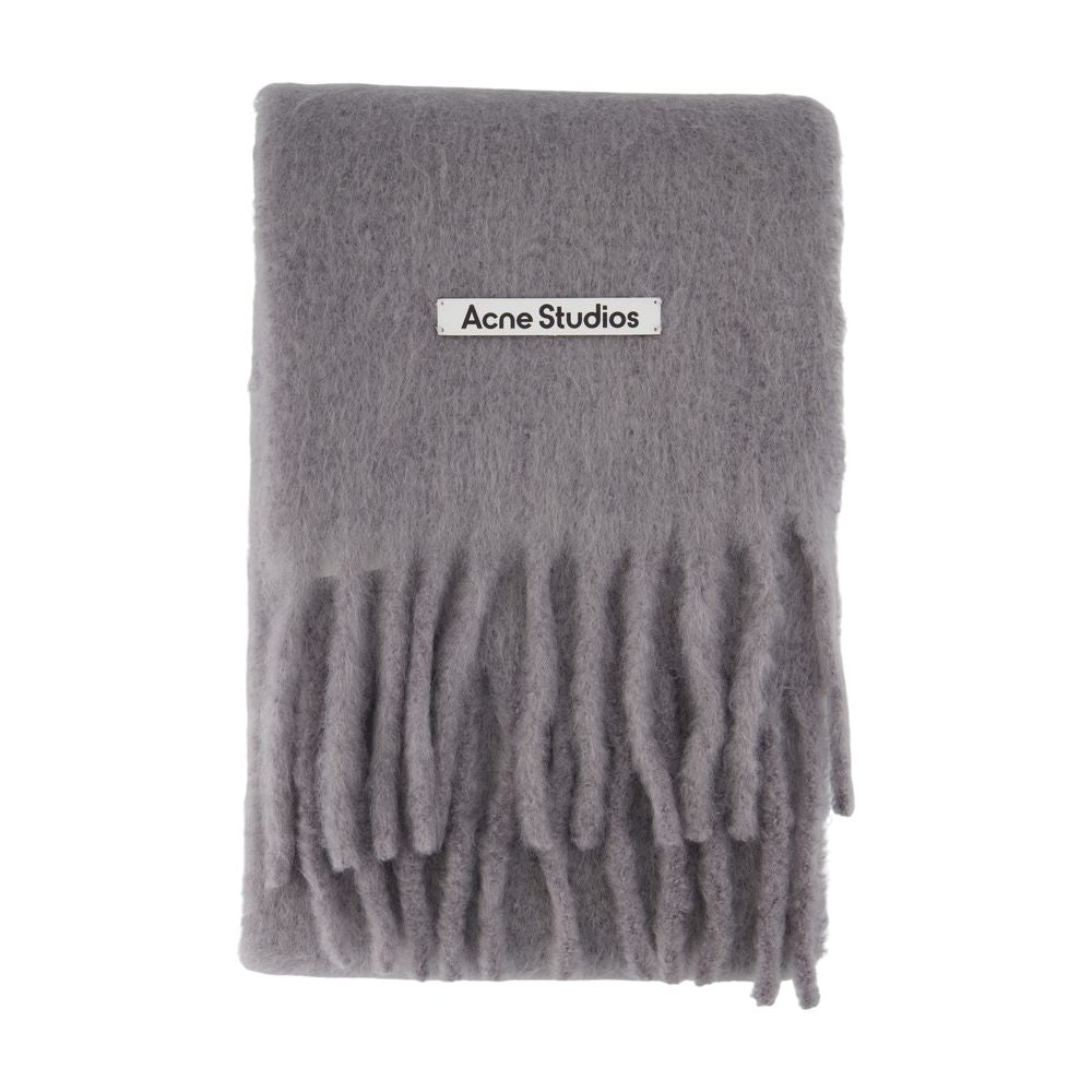 Acne Studios Wool Fringed Scarf — Gray Scarfs