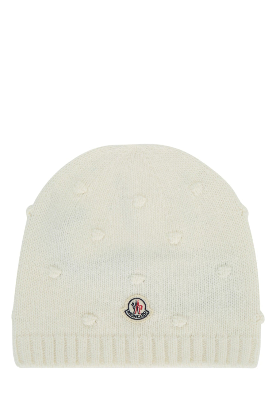 Moncler Jr Hat Knit Beanie — White Beanies