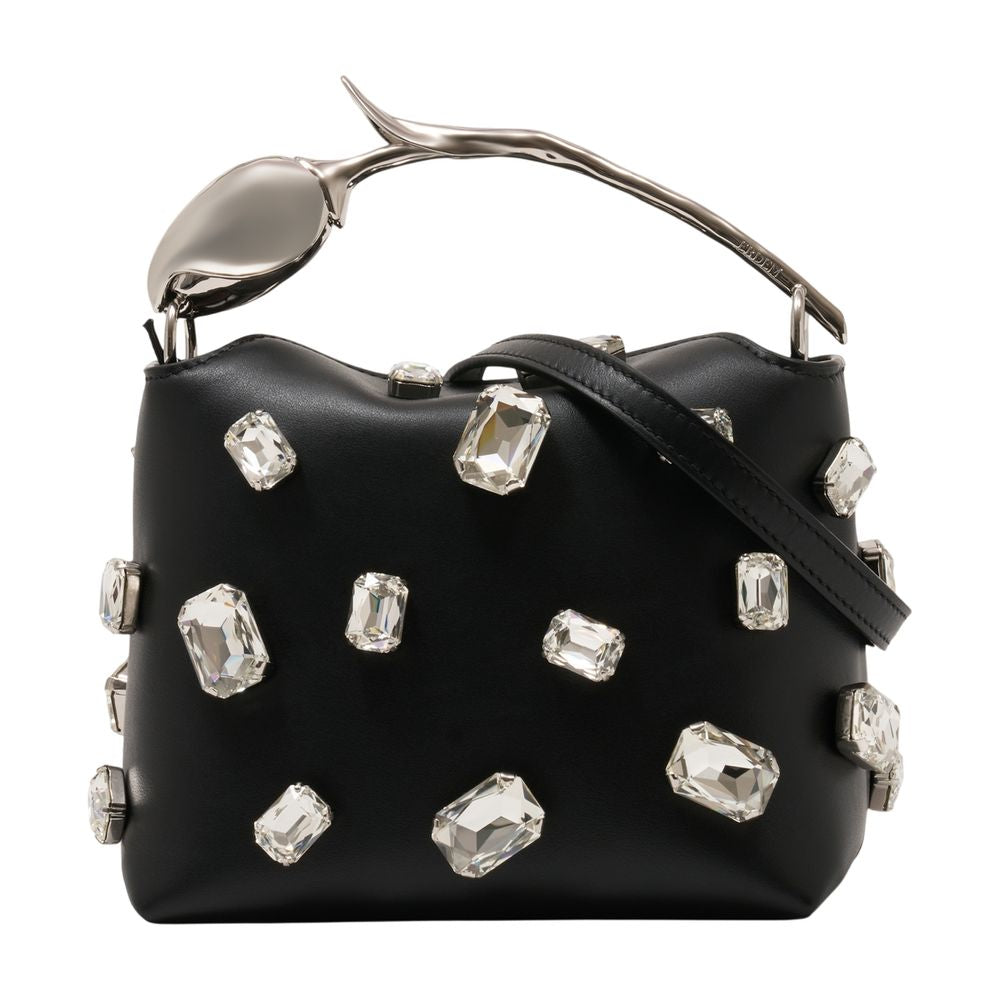Erdem Crystal-Embellished Calfskin Top Handle Bag — Black