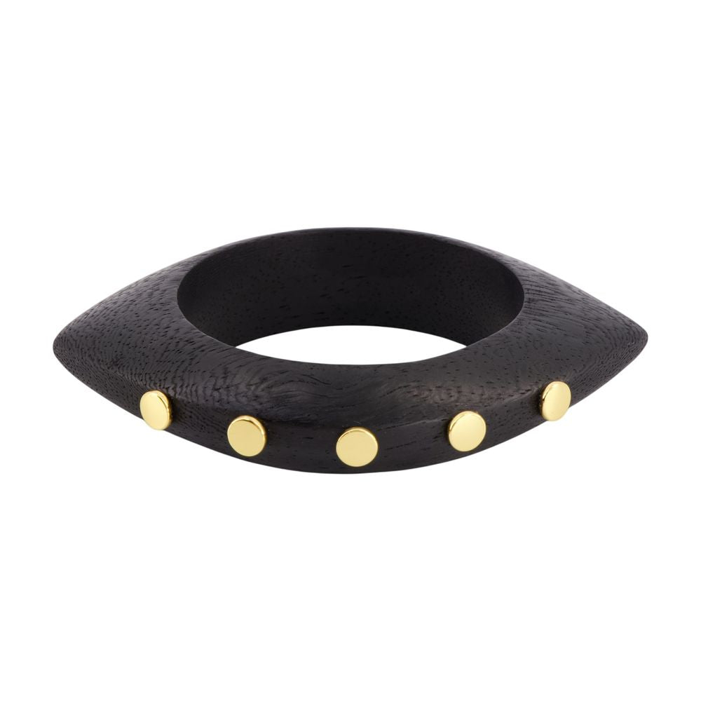 Isabel Marant Gold-Studded Wood Bracelet — Black Metal Bracelets