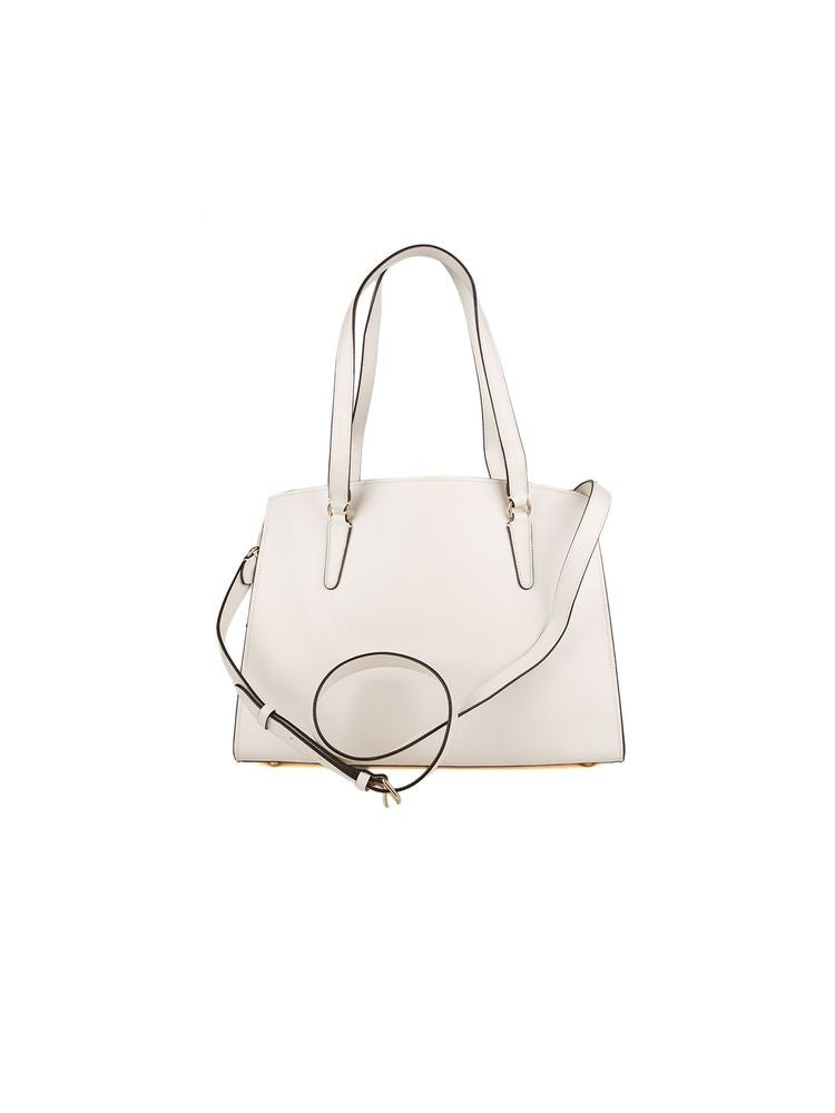 Coach Structured Leather Tote Bag — White