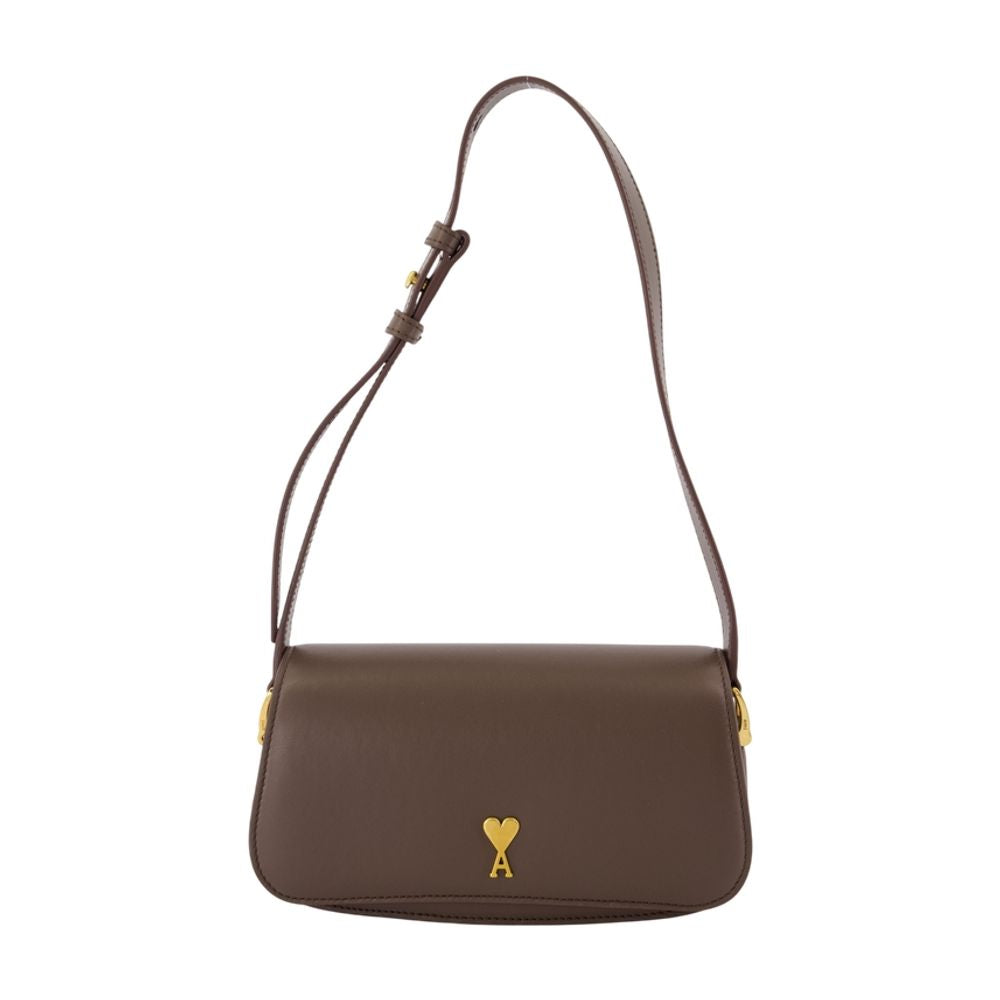 Ami Paris Shoulder Bag — Brown Calfskin