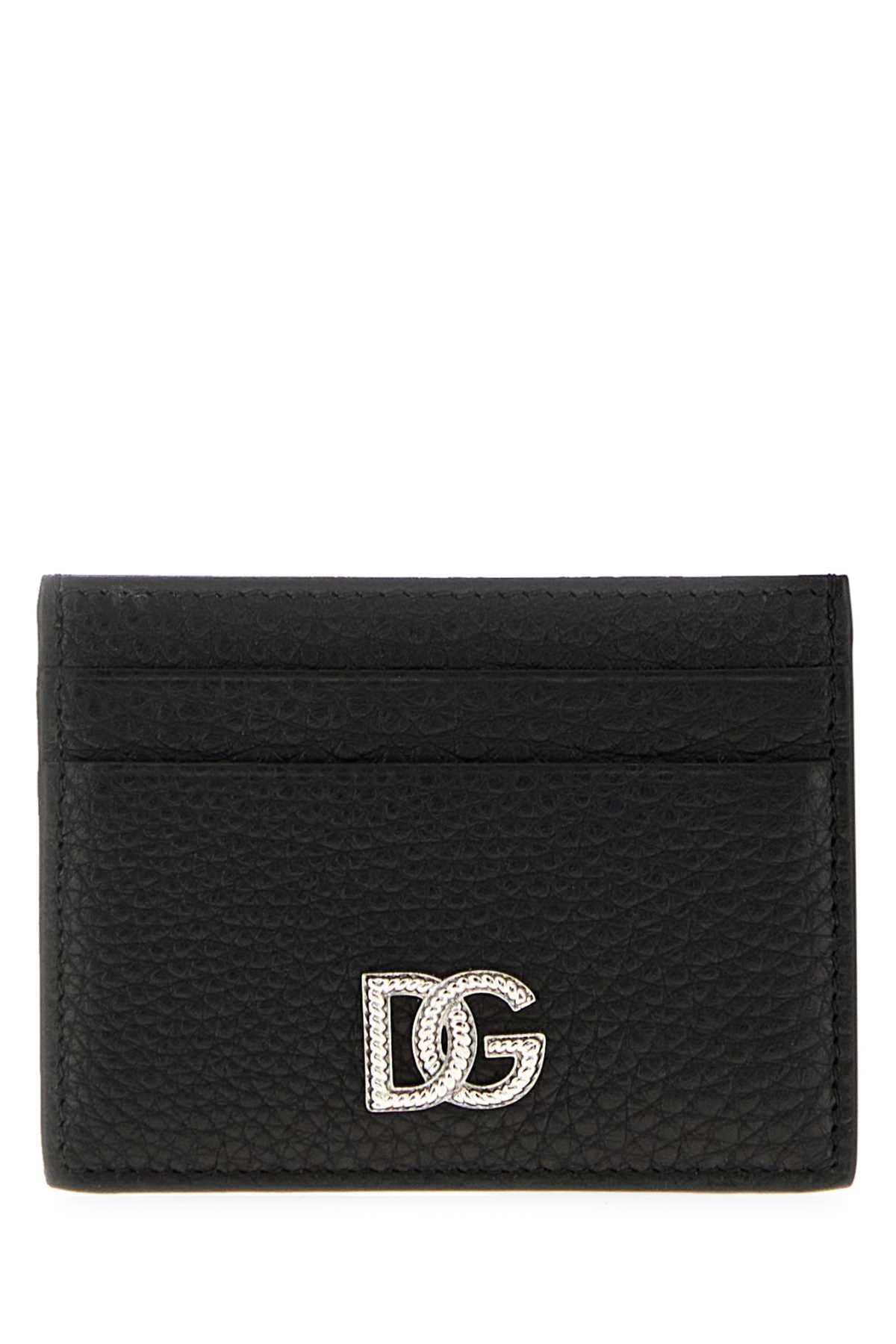 Dolce & Gabbana Logo-Embossed Leather Card Case — Black Cases