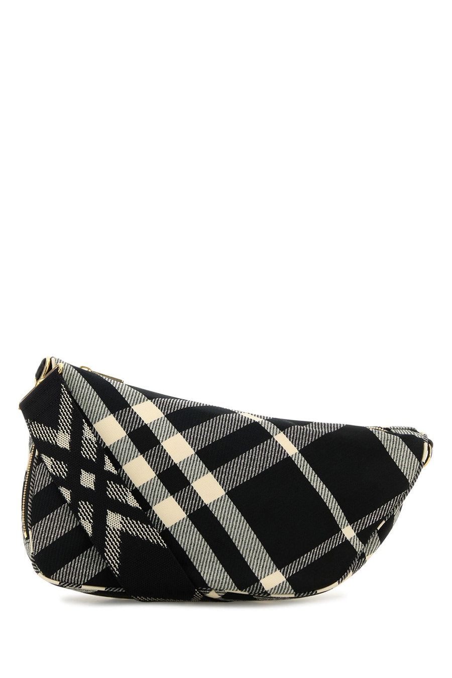 Burberry Check Canvas Shoulder Bag — Black