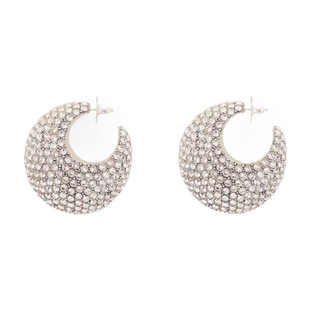 Isabel Marant Crystal-Pavé Hoop Earrings — Silver Metal