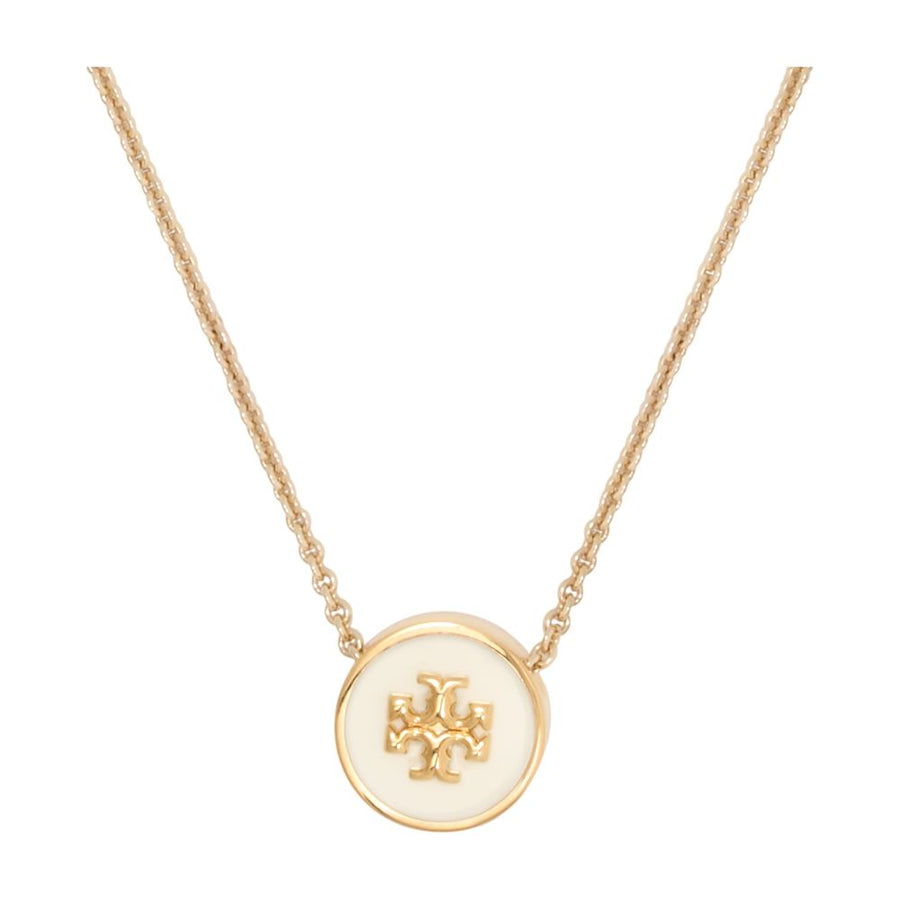 Tory Burch Icon Enamel Pendant Necklace — Gold Metal Necklaces
