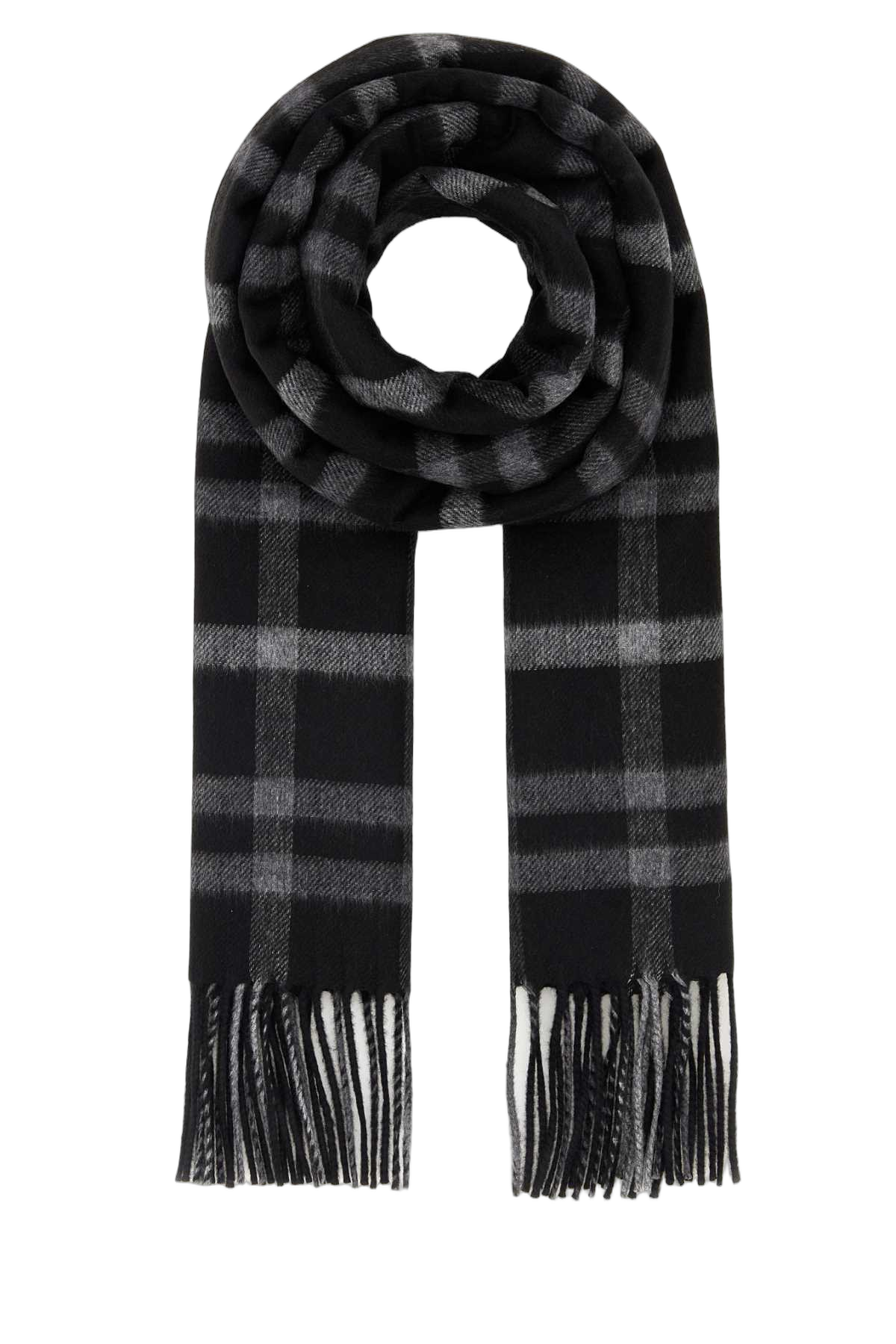 Saint Laurent Checked Silk-Cashmere Scarf — Black Exterior: Silk Cashmere Scarfs