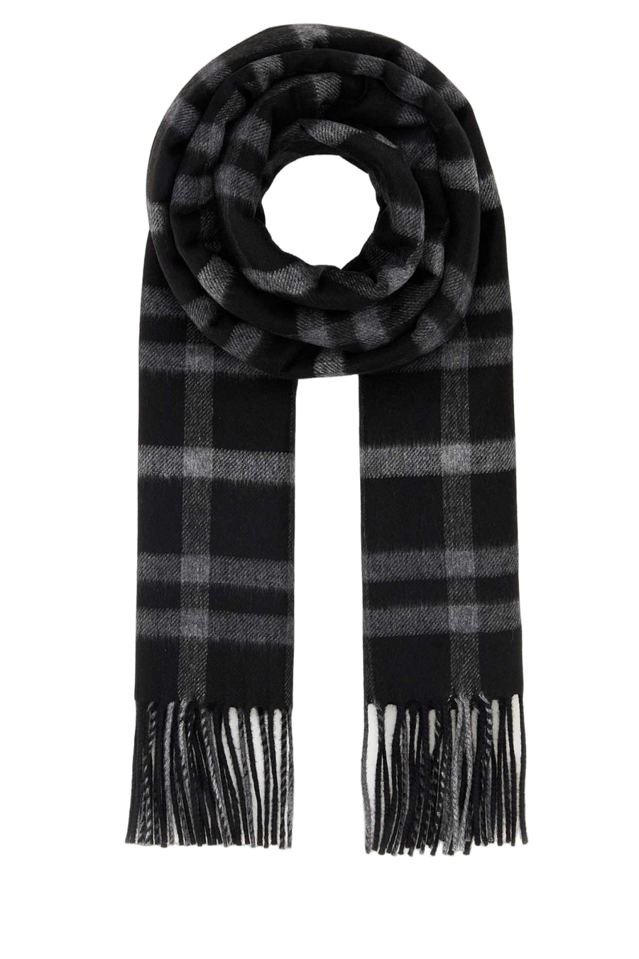 Saint Laurent Checked Silk-Cashmere Scarf — Black Exterior: Silk Cashmere Scarfs