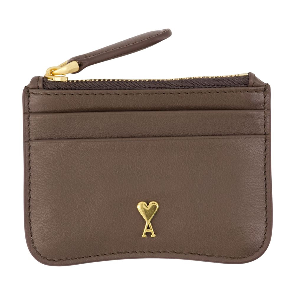 Ami Paris Card Case — Brown Calfskin Cases