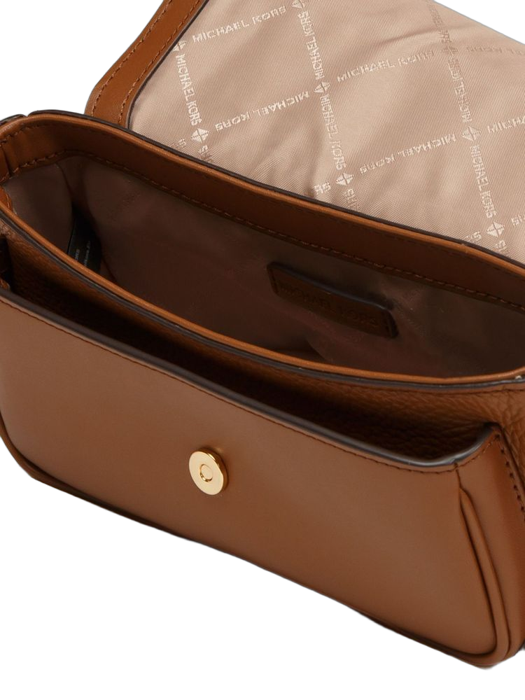 Michael Kors Leather Flap Crossbody Bag — Brown