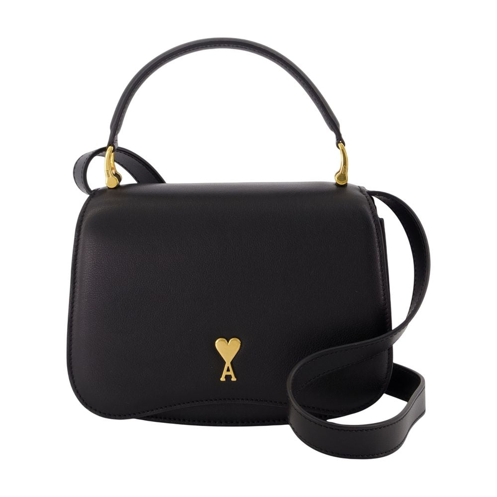 Ami Paris Shoulder Bag — Black Calfskin