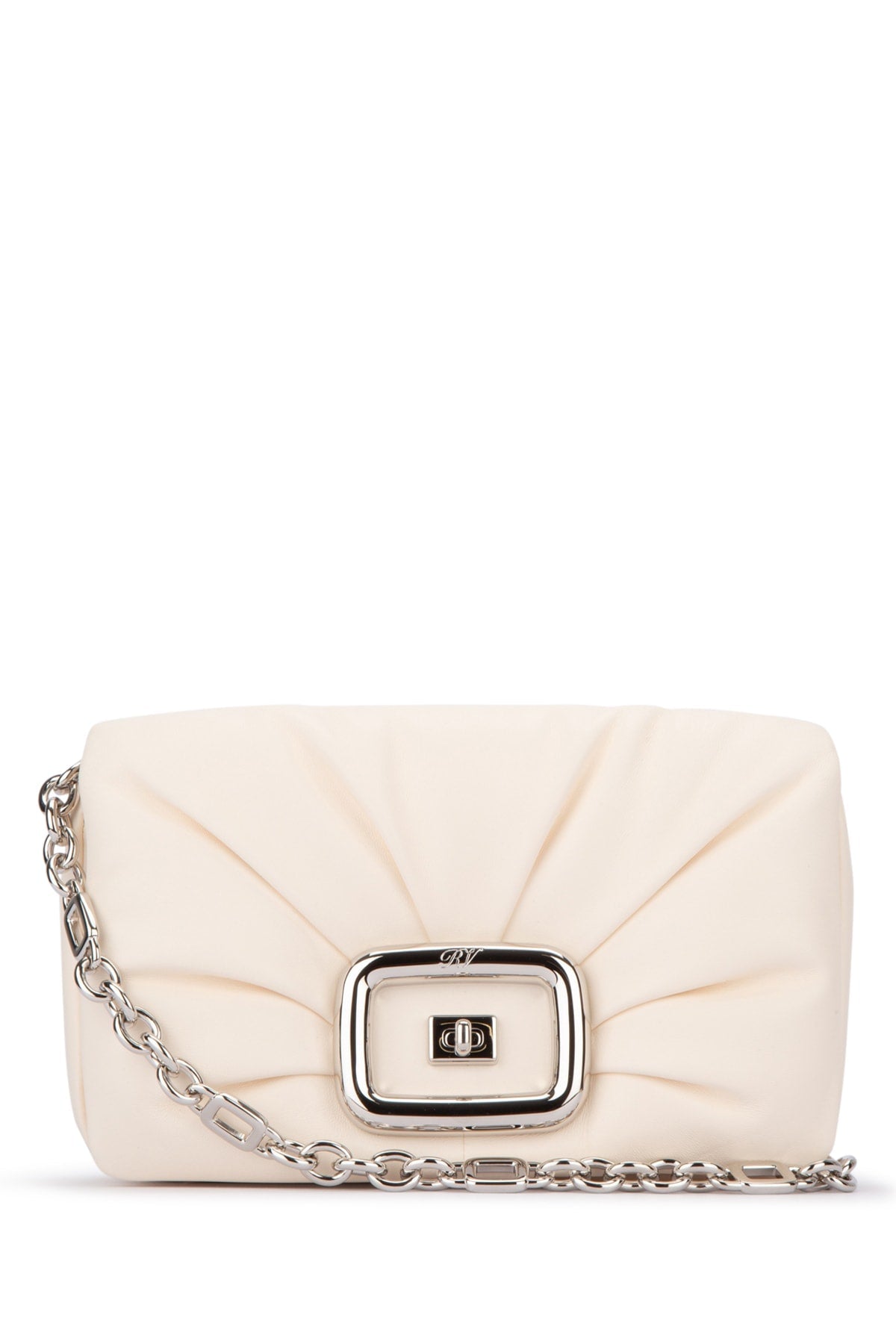 Roger Vivier Quilted Leather Shoulder Bag — Beige